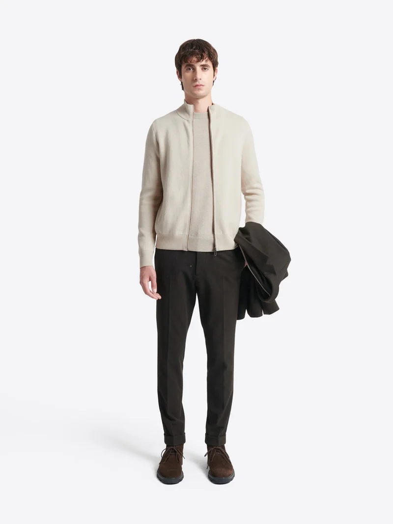 Gilet col montant coton-cachemire