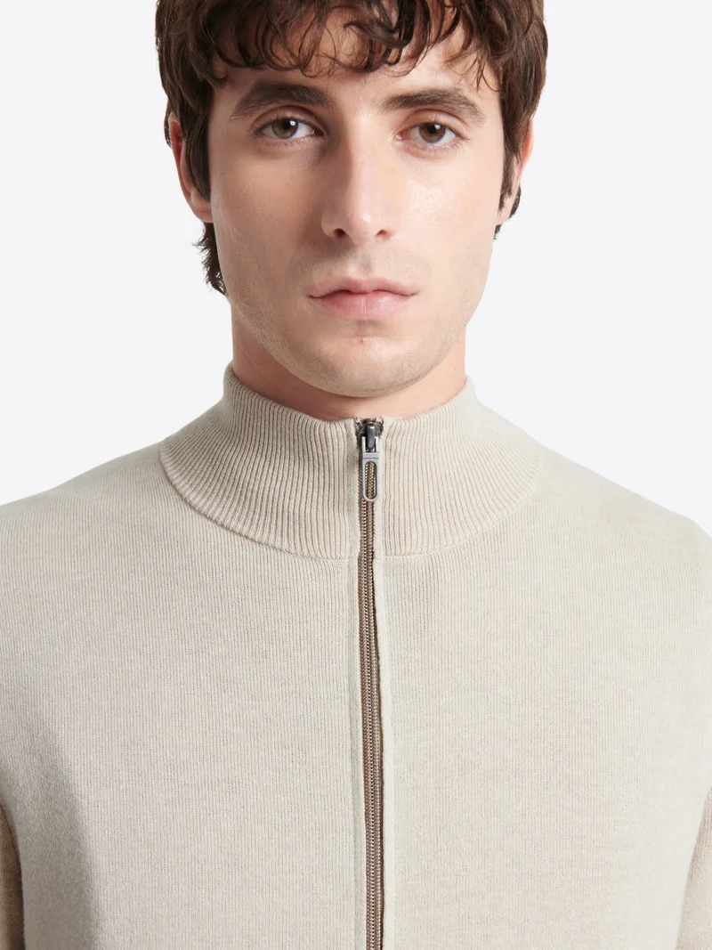 Gilet col montant coton-cachemire