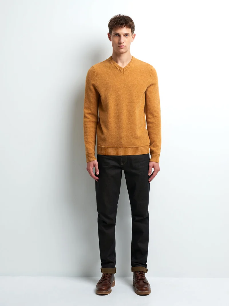 Pull col V en laine d'agneau