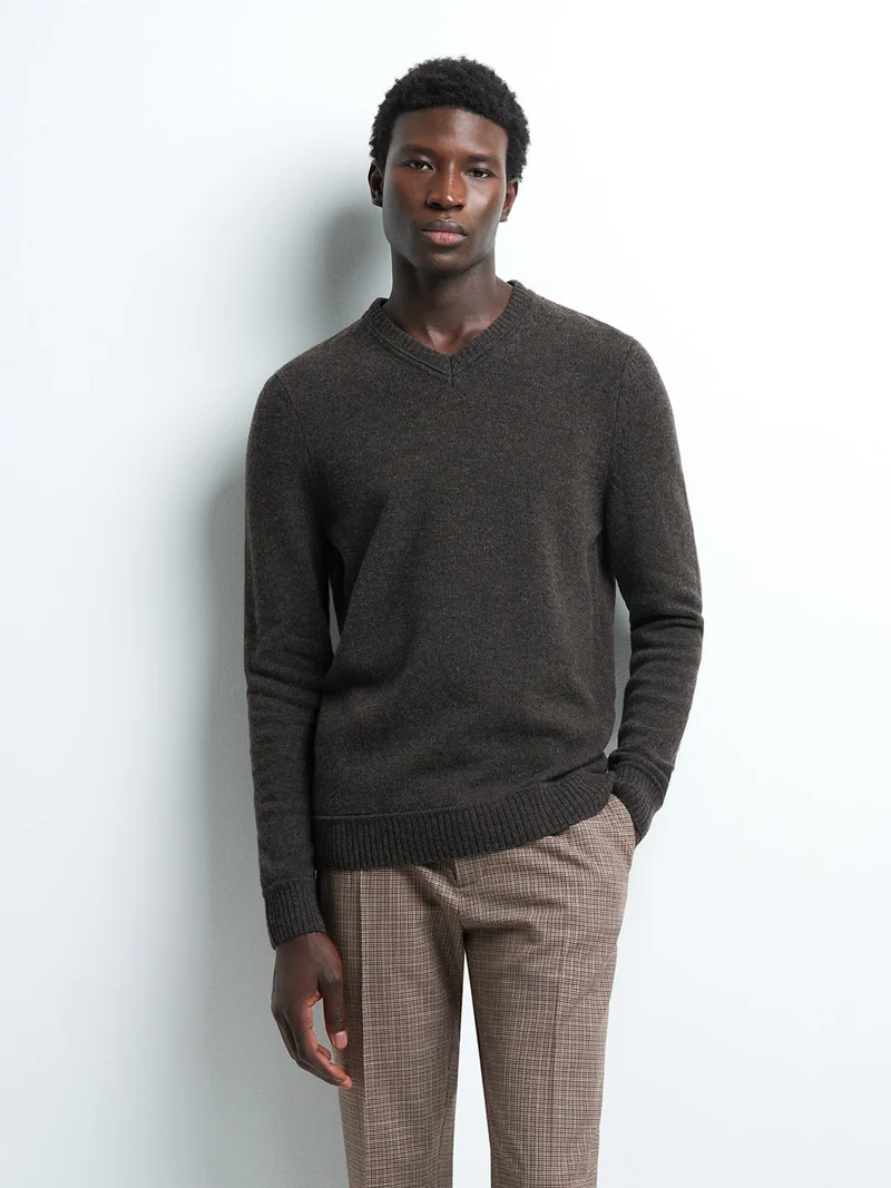 Pull col V en laine d'agneau
