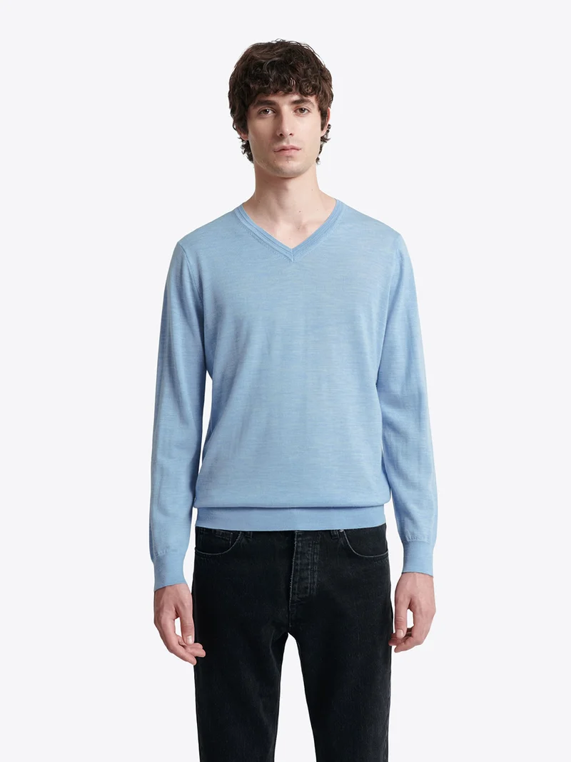 Pull col v 100% laine mérinos