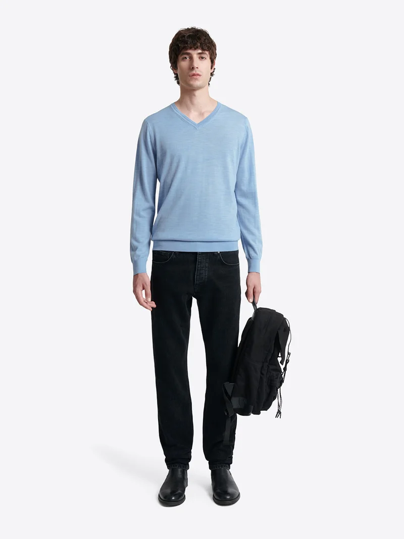 Pull col v 100% laine mérinos