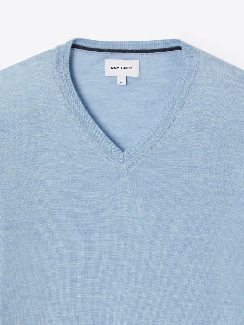 Pull col v 100% laine mérinos