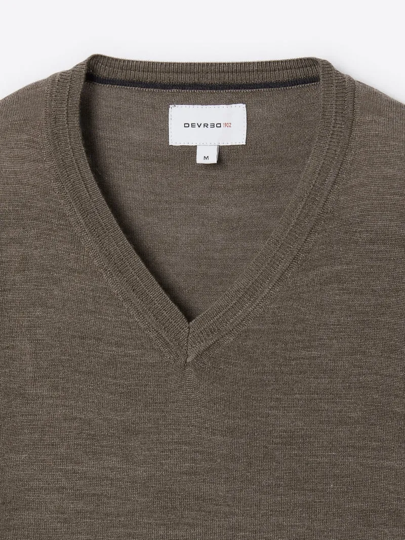 Pull col v 100% laine mérinos