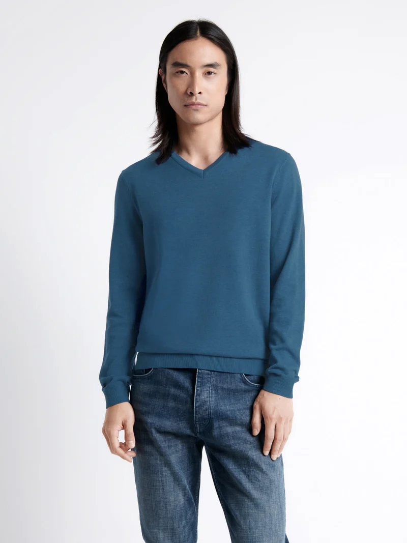Pull col v en 100% coton bio