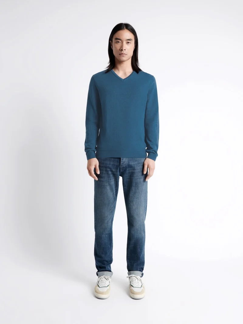 Pull col v en 100% coton bio