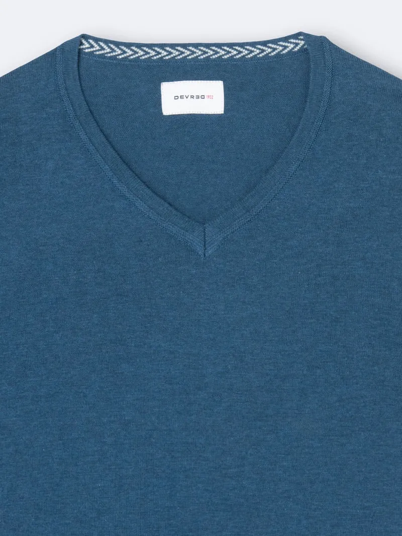 Pull col v en 100% coton bio