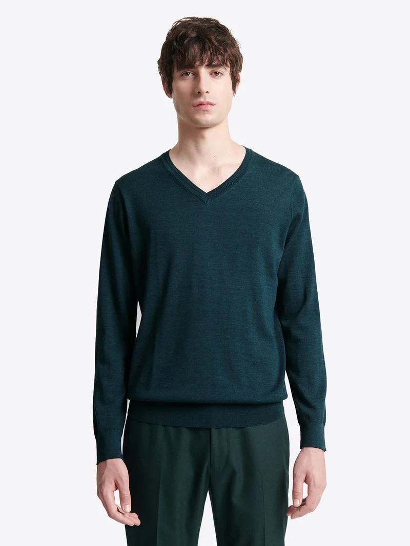 Pull col v 100% laine mérinos