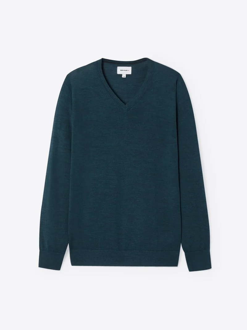 Pull col v 100% laine mérinos