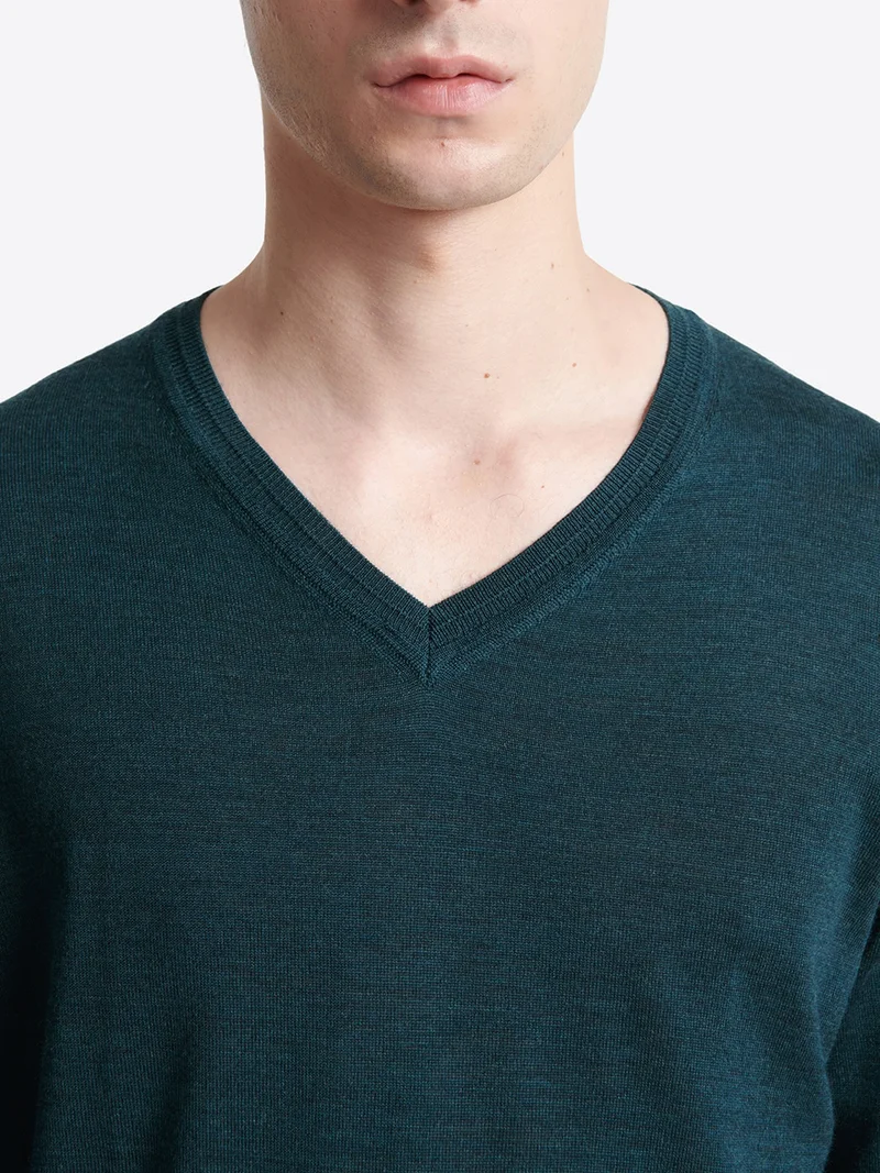 Pull col v 100% laine mérinos
