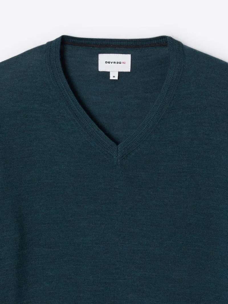 Pull col v 100% laine mérinos