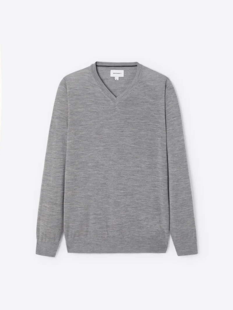 Pull col v 100% laine mérinos