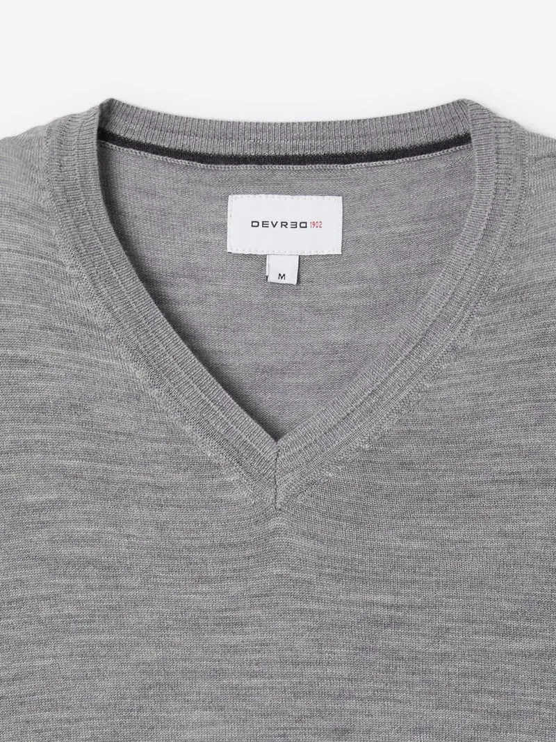 Pull col v 100% laine mérinos