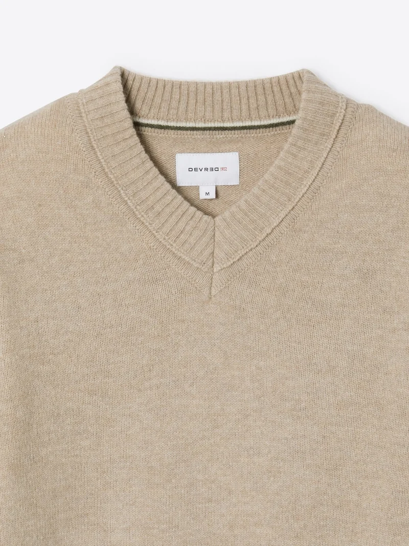 Pull col v en laine mélangée