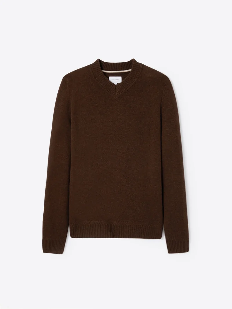 Pull col v en laine mélangée