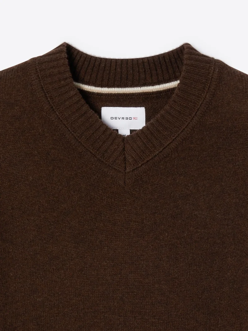Pull col v en laine mélangée