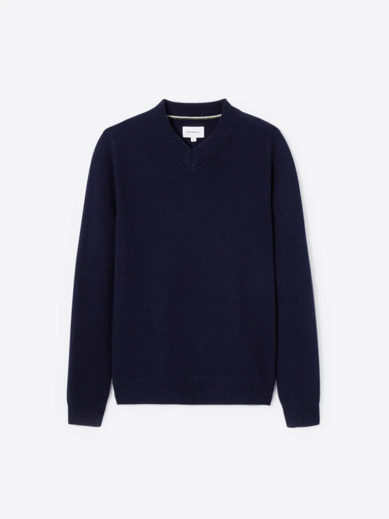Pull col v en laine mélangée