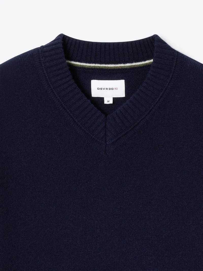 Pull col v en laine mélangée