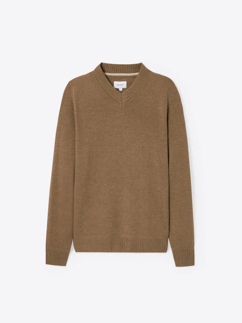 Pull col v en laine mélangée