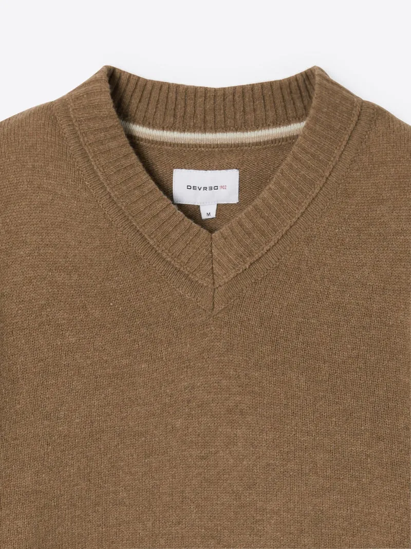 Pull col v en laine mélangée