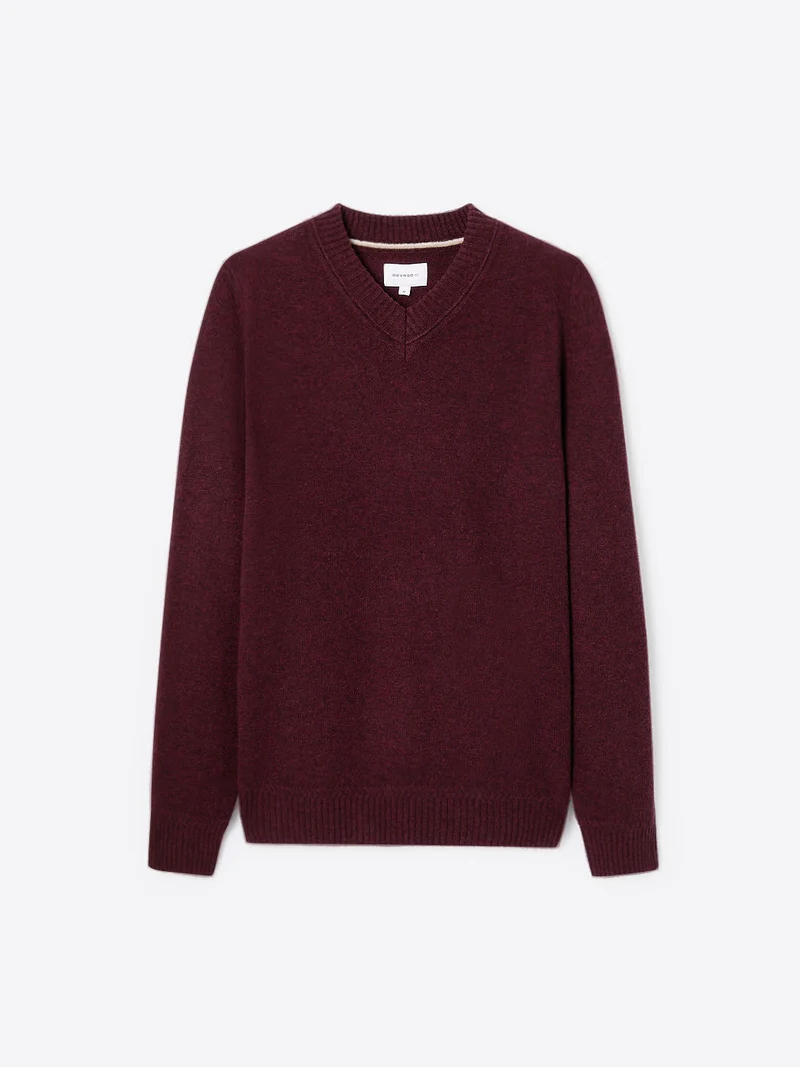 Pull col v en laine mélangée