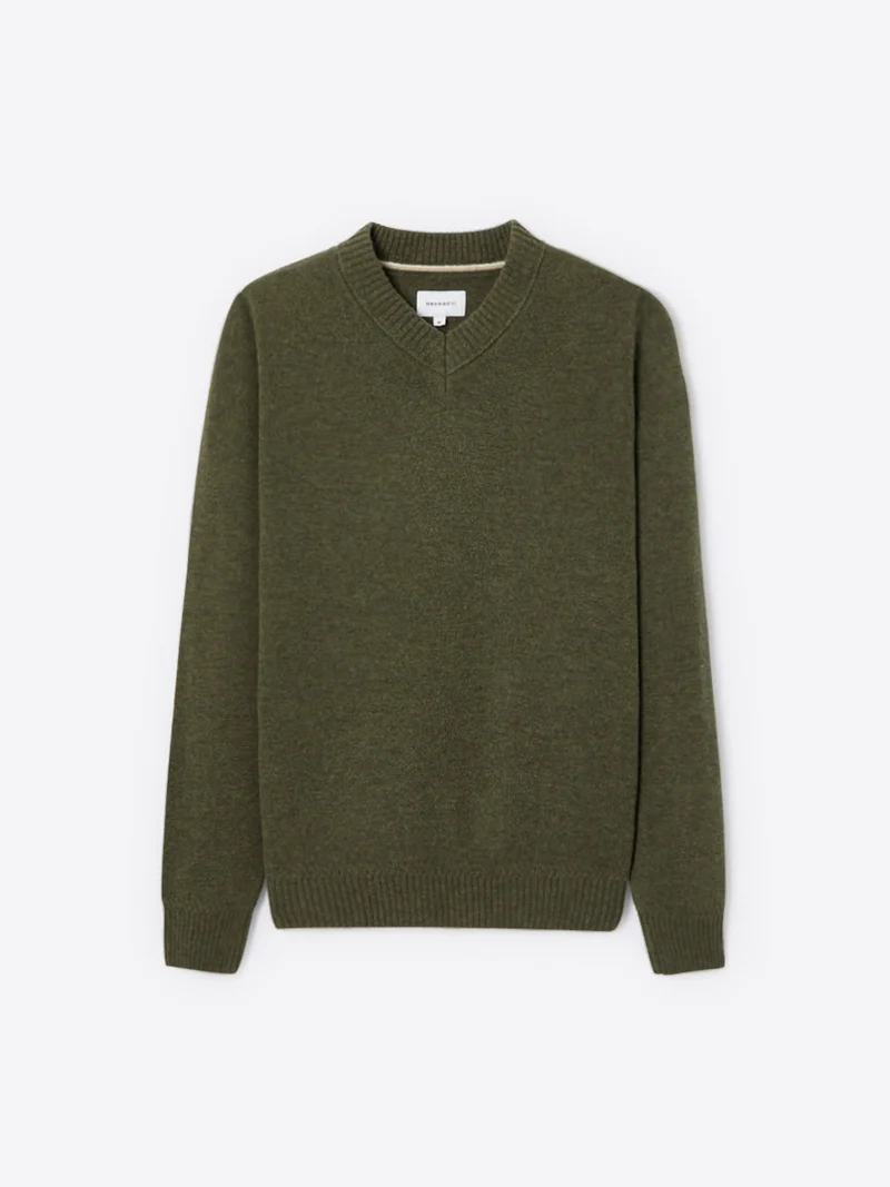 Pull col v en laine mélangée
