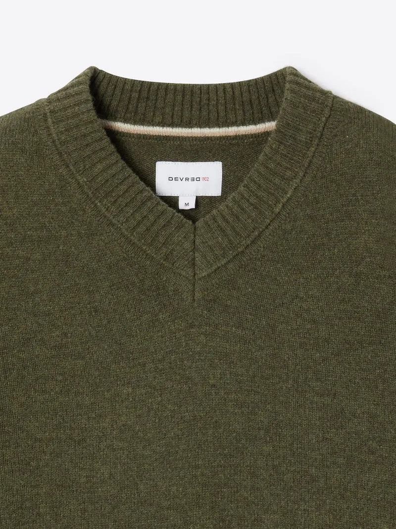 Pull col v en laine mélangée