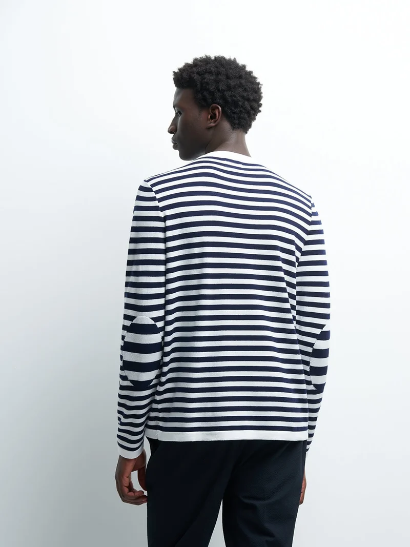 Pull col rond marinière