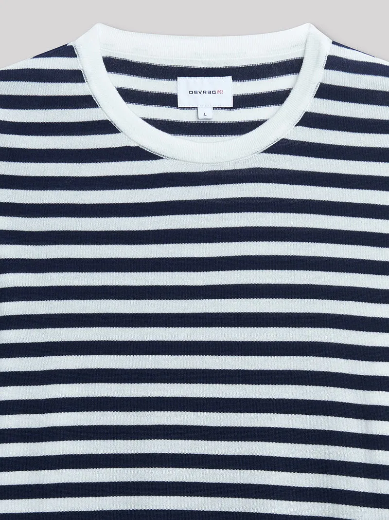 Pull col rond marinière