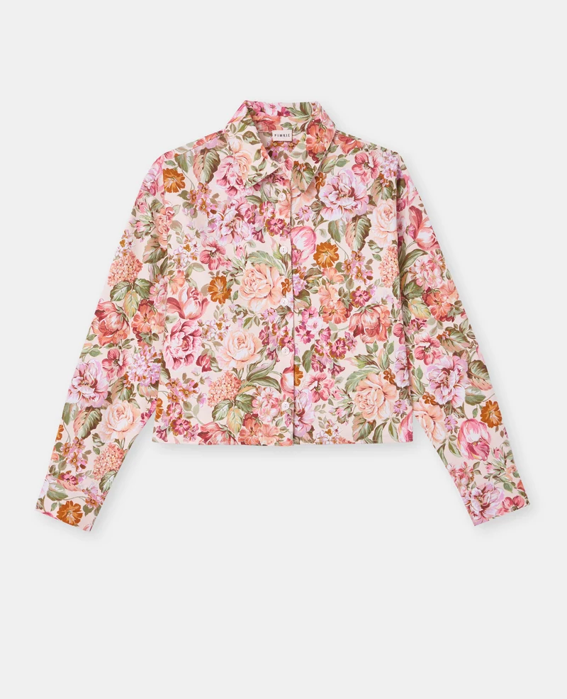 Veste droite motif fleurs façon tapisserie