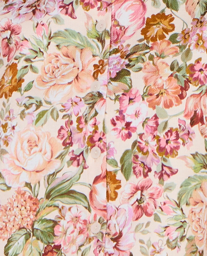 Veste droite motif fleurs façon tapisserie