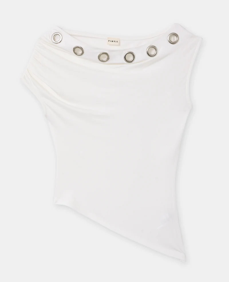 Top asymétrique avec œillets métalliques