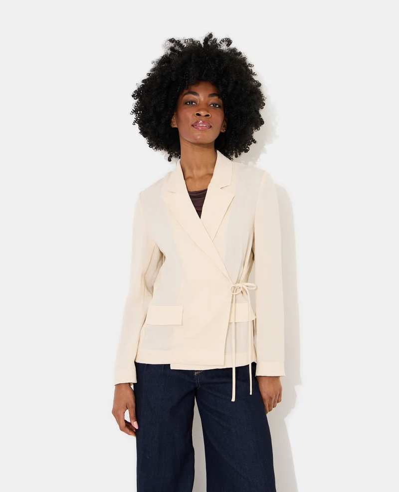 Veste blazer fluide portefeuille avec nouette