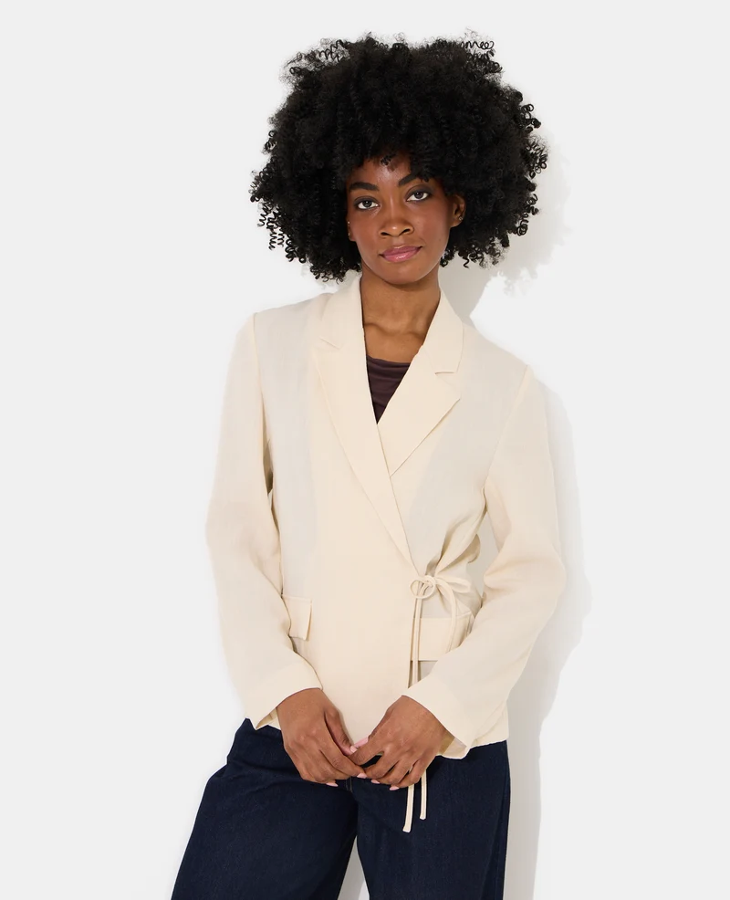 Veste blazer fluide portefeuille avec nouette