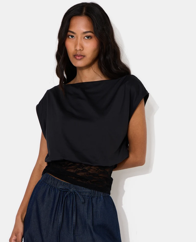 T-shirt sans manches avec dentelle