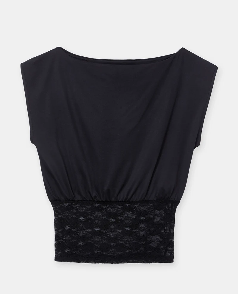T-shirt sans manches avec dentelle