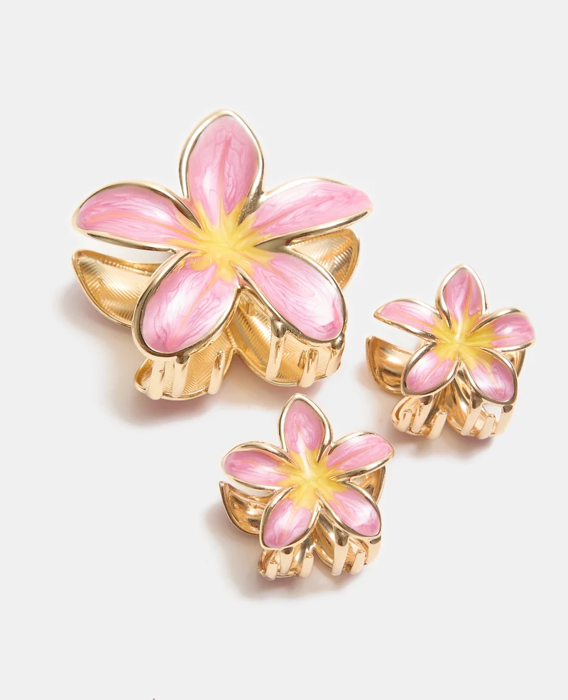 Lot de 3 pinces fleur de tiaré effet nacre