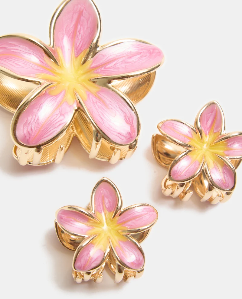 Lot de 3 pinces fleur de tiaré effet nacre