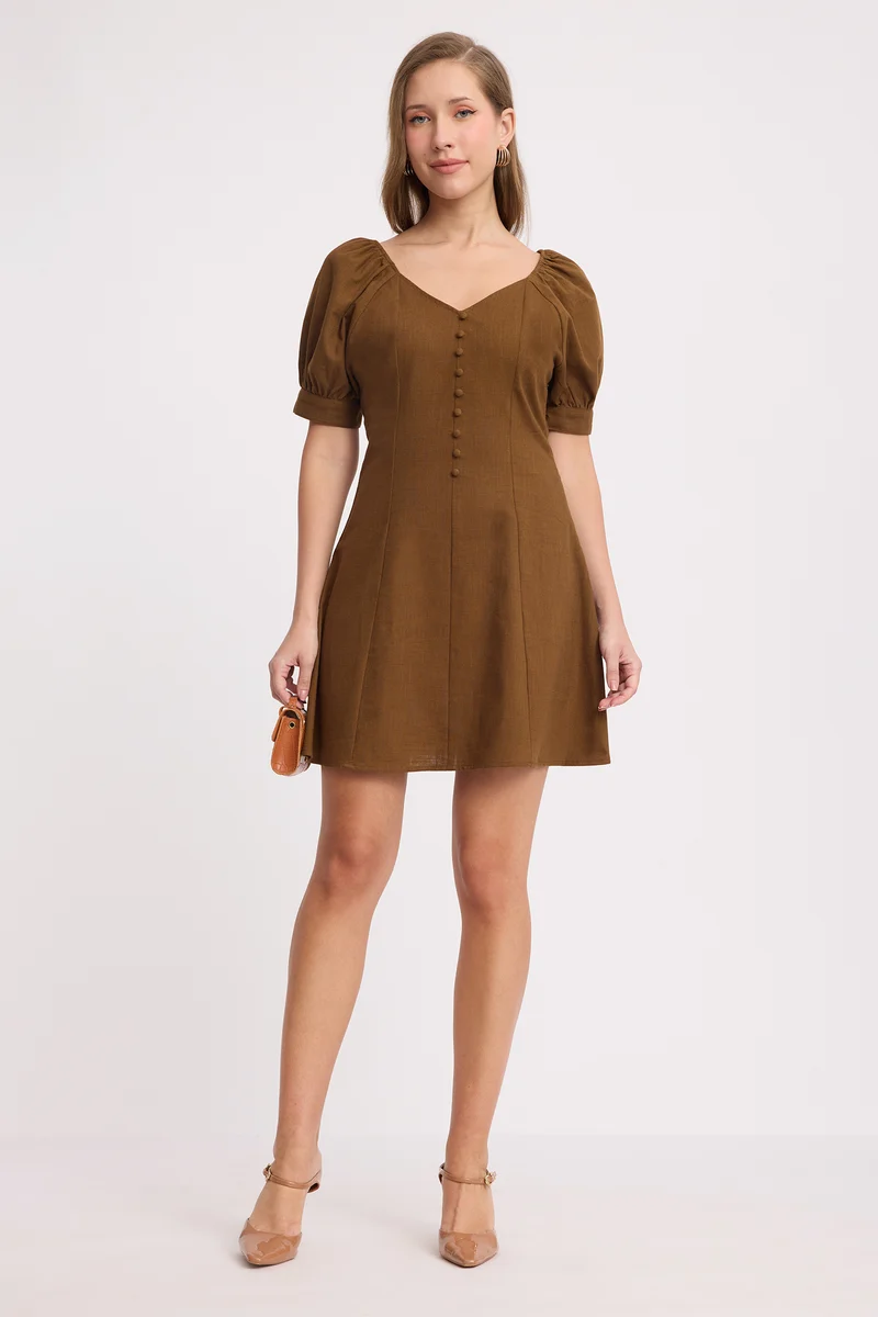 Nanu|100% Cotton Princess Panel Mini Dress