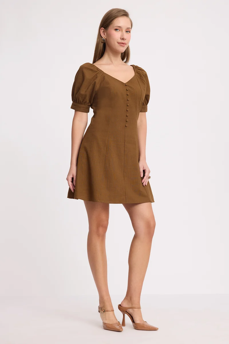 Nanu|100% Cotton Princess Panel Mini Dress