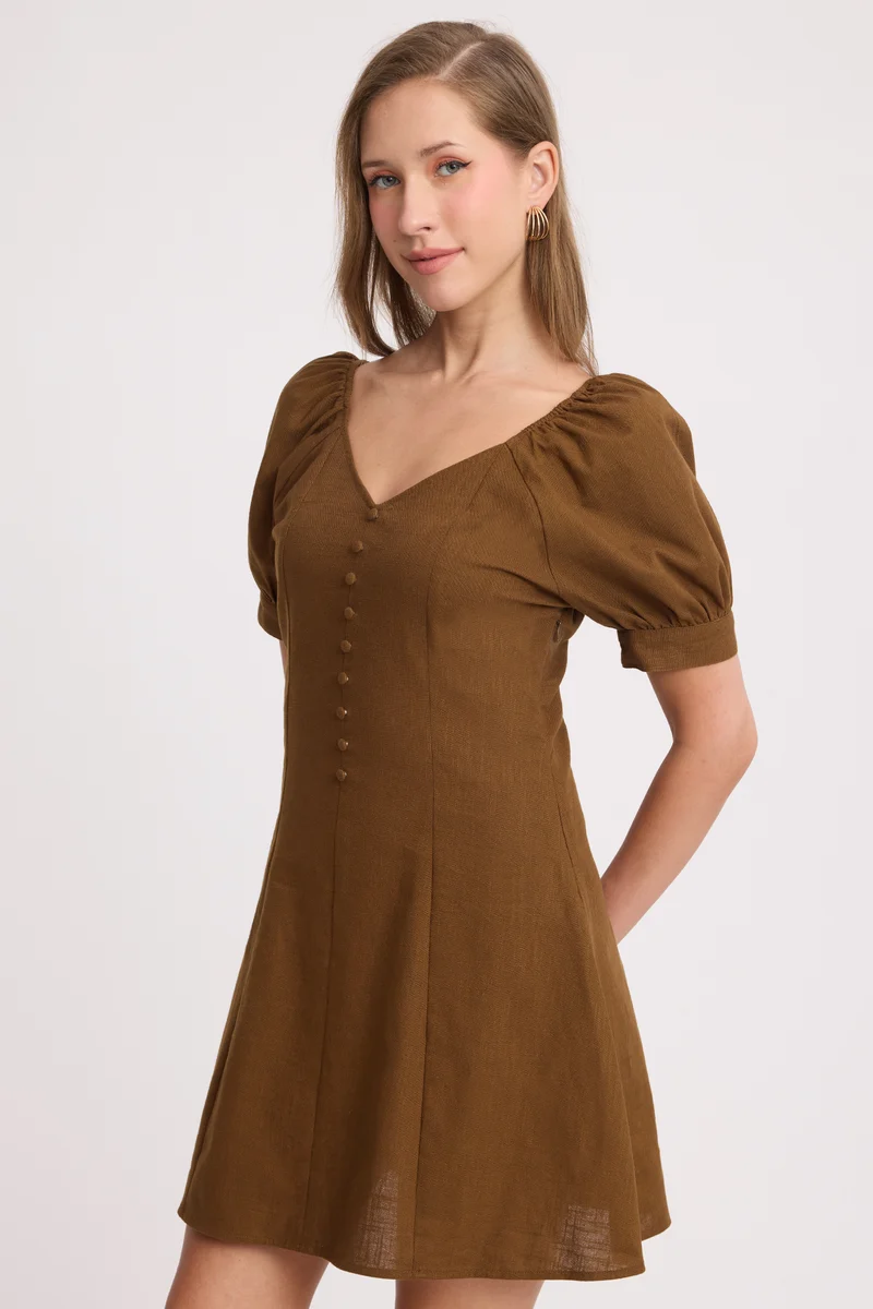 Nanu|100% Cotton Princess Panel Mini Dress