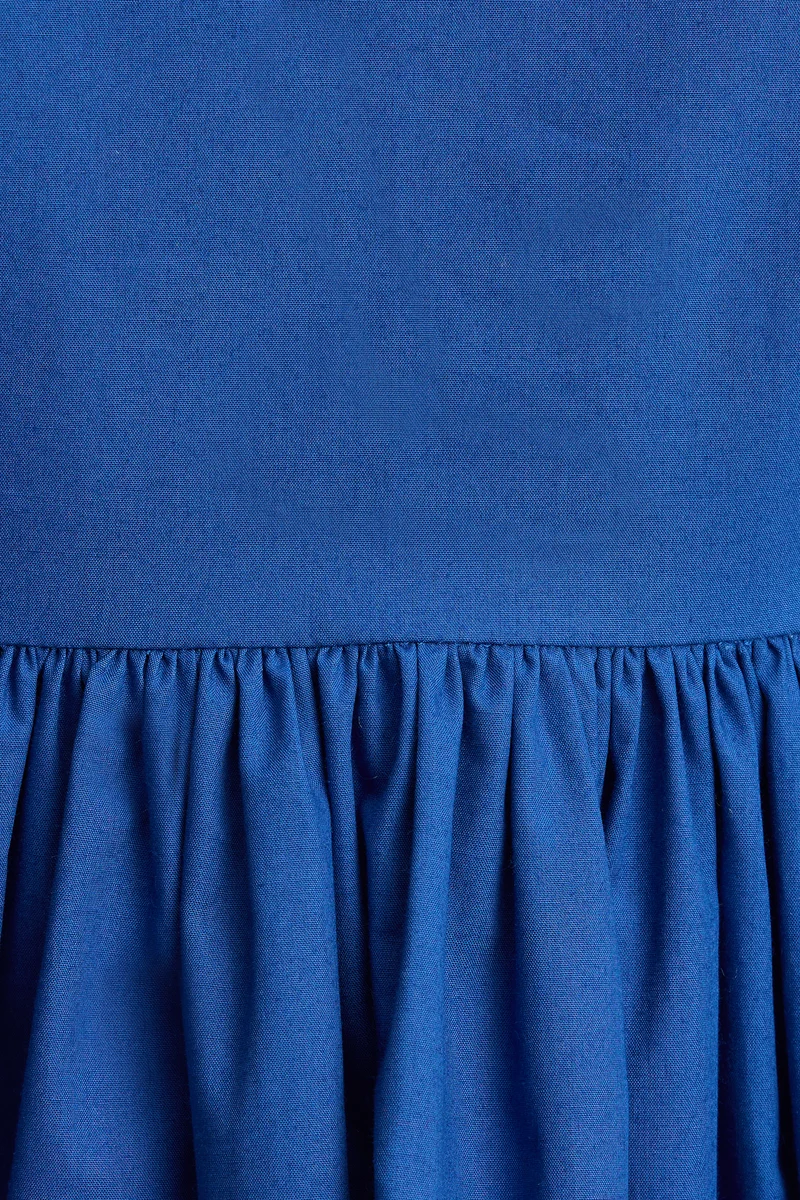 Nini|100% Cotton Pleated Hem Mini Dress