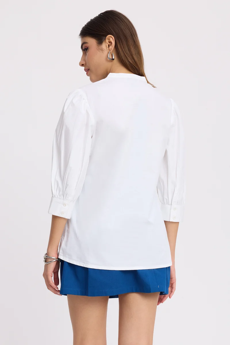 Juki|100% Cotton Collared 3/4Th Sleeve Top