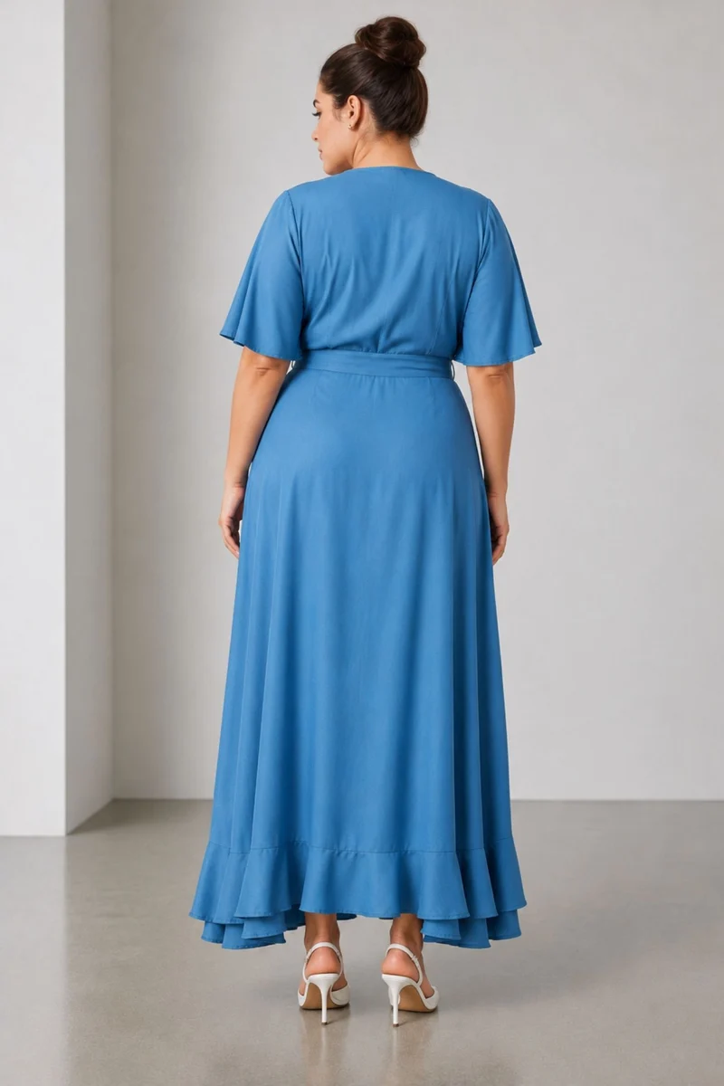 Divaa|100% Viscose V Neck Wrap Dress