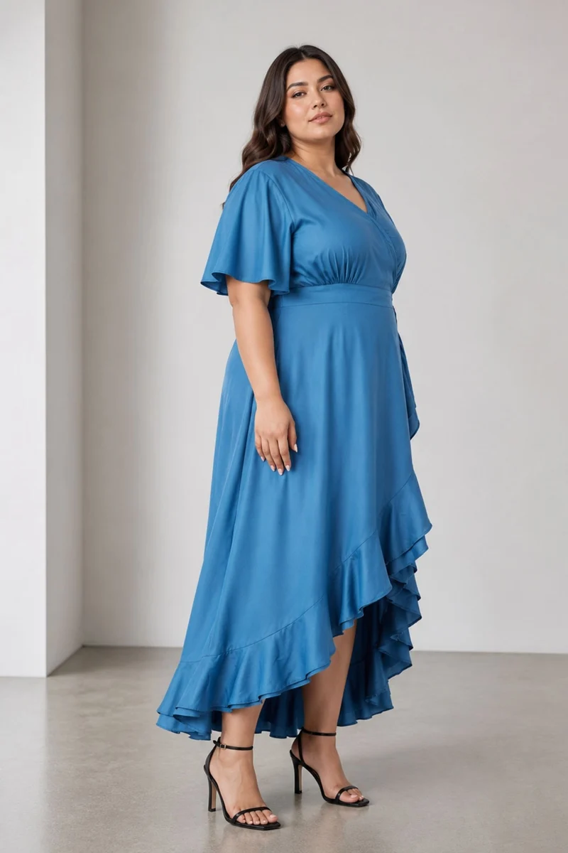 Divaa|100% Viscose V Neck Wrap Dress
