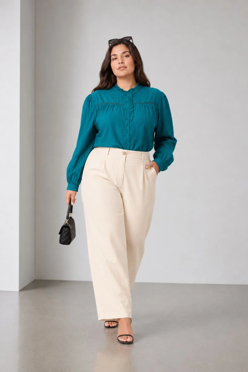 Eilra|100% Viscose Button Down Top