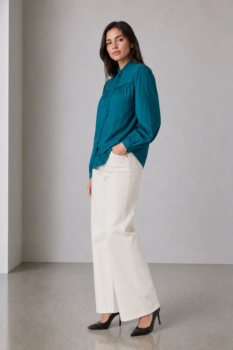 Samiya|100% Viscose Mandarin Collar Shirt