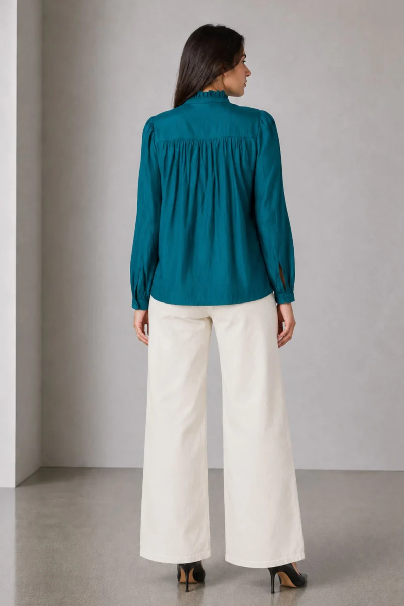 Samiya|100% Viscose Mandarin Collar Shirt