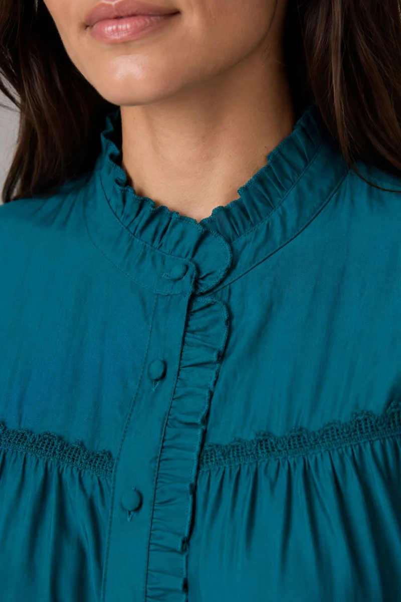 Samiya|100% Viscose Mandarin Collar Shirt