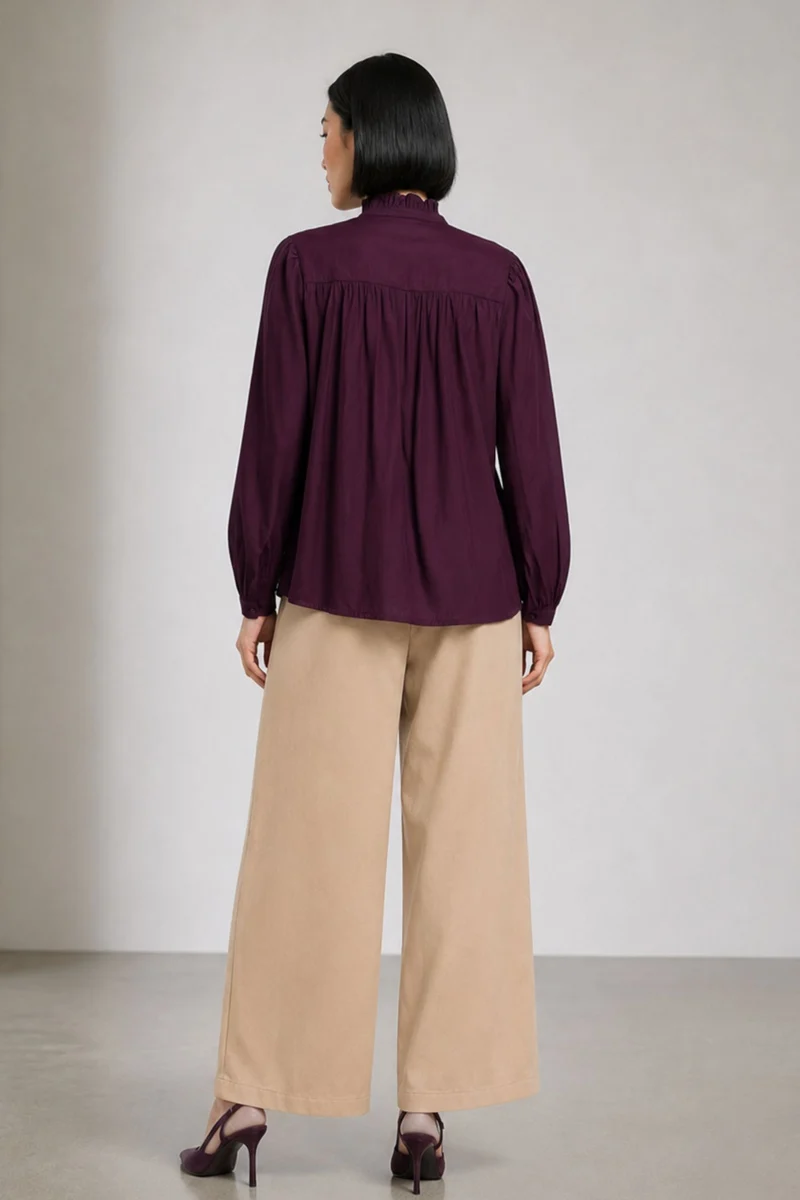 Xocana|100% Viscose Mandarin Collar Shirt
